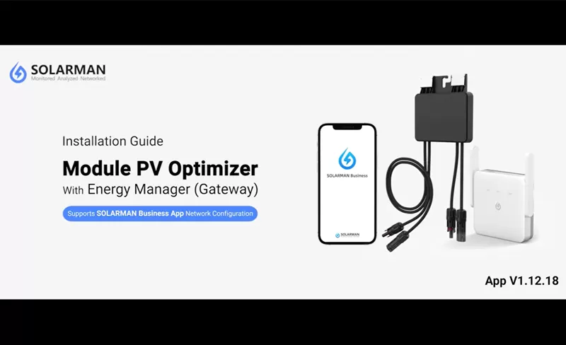 Installation shand buch-Modul PV-Optimierer mit Energie manager (Gateway) SOLARMAN Business App-Netzwerk